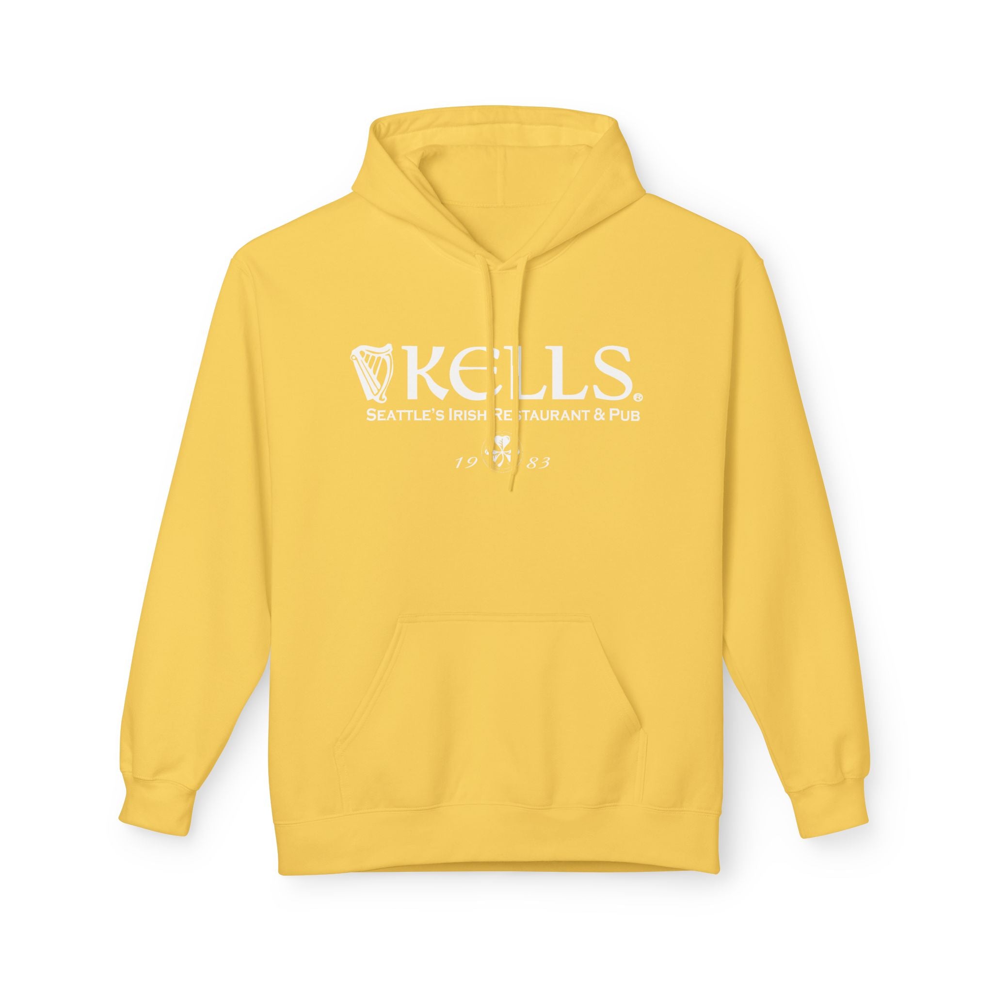 Kells Midweight Fleece Hoodie - White Classic Logo