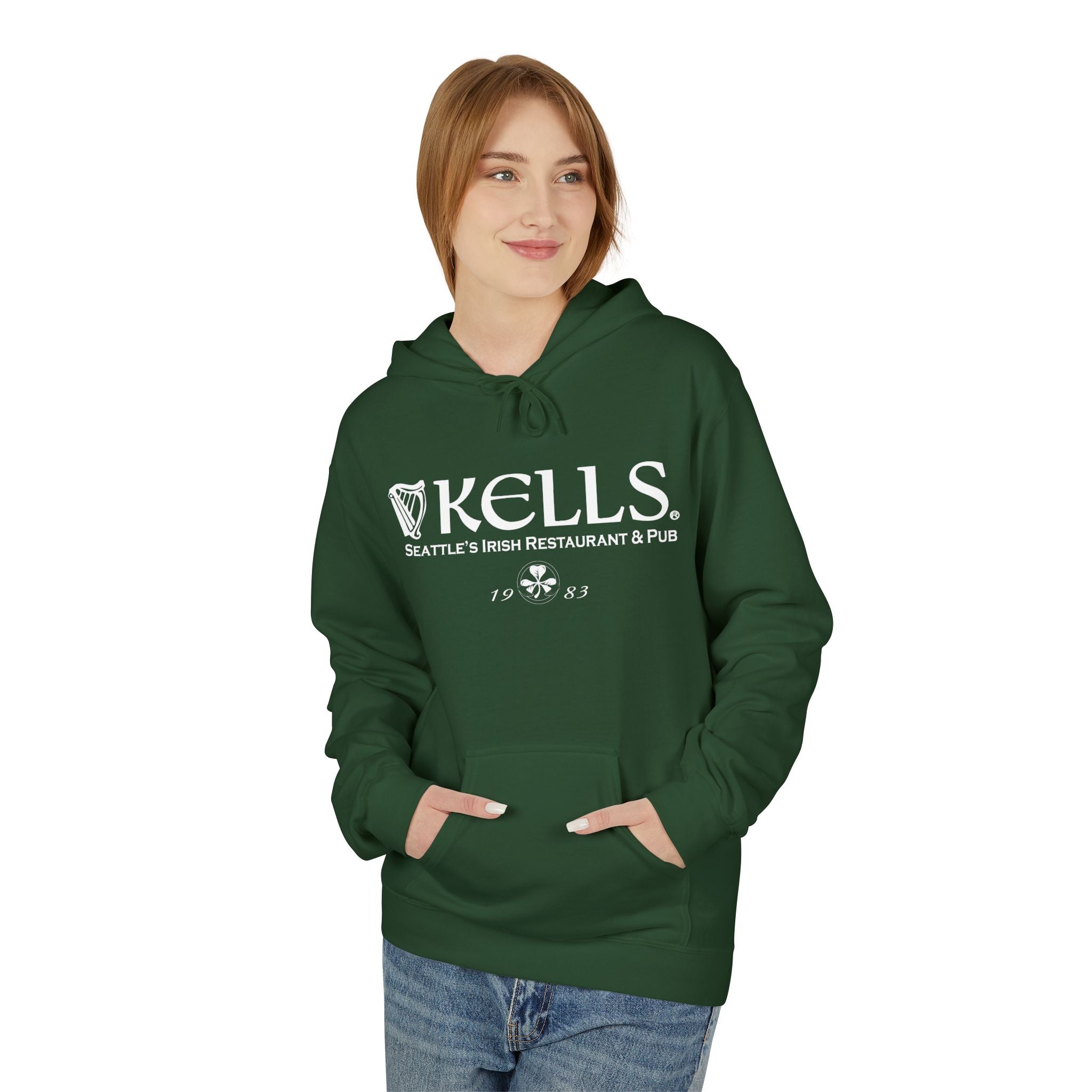 Kells Midweight Fleece Hoodie - White Classic Logo