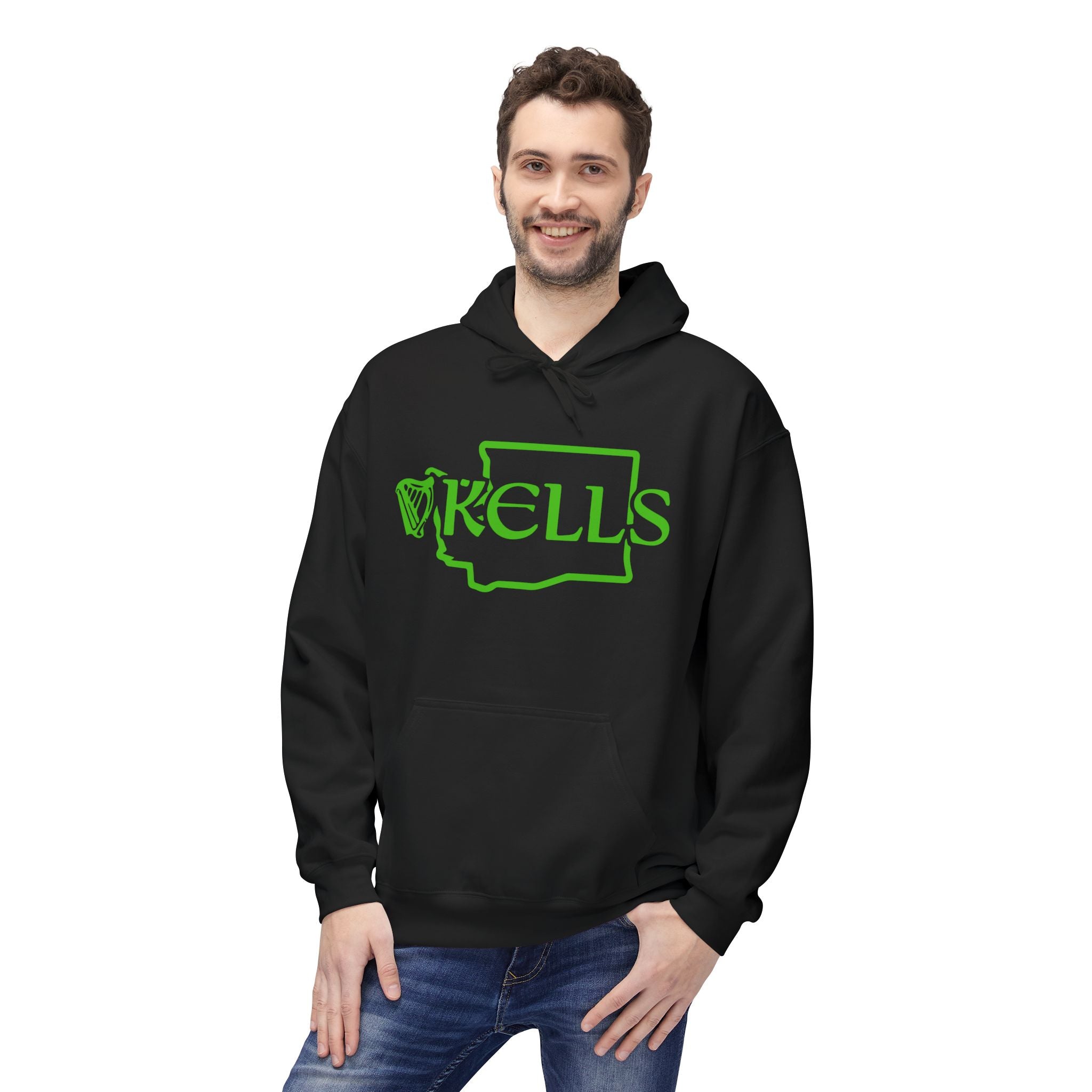 Kells Midweight Fleece Hoodie - Kelly Green WA Logo