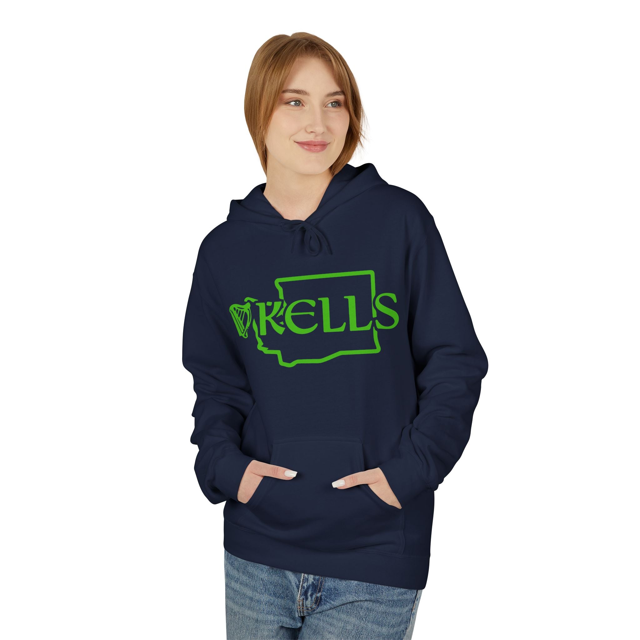 Kells Midweight Fleece Hoodie - Kelly Green WA Logo